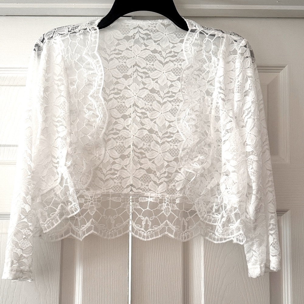 White Lace Cropped Cardigan